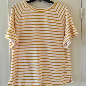 Yellow striped short sleeve sweatshirt